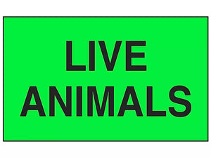 "LIVE ANIMALS" Labels