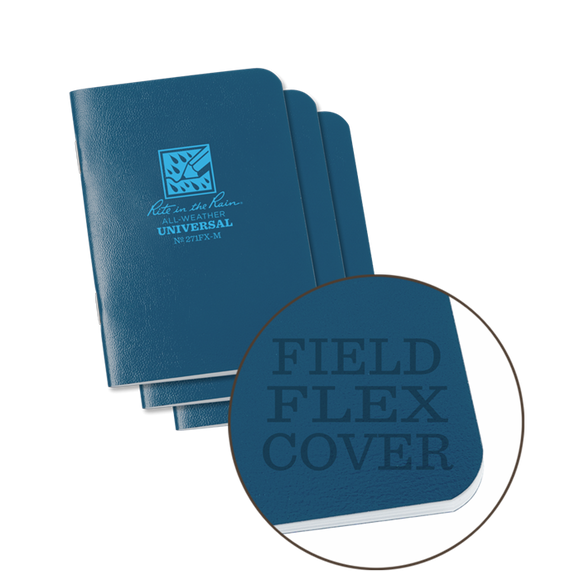 Rite-in-the-Rain - #271FX Mini-Stapled Notebook, Universal, Blue, Pkg of 3