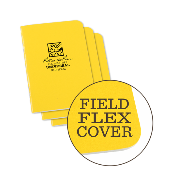 Rite-in-the-Rain - #371FX Mini-Stapled Notebook, Universal, Yellow, Pkg of 3