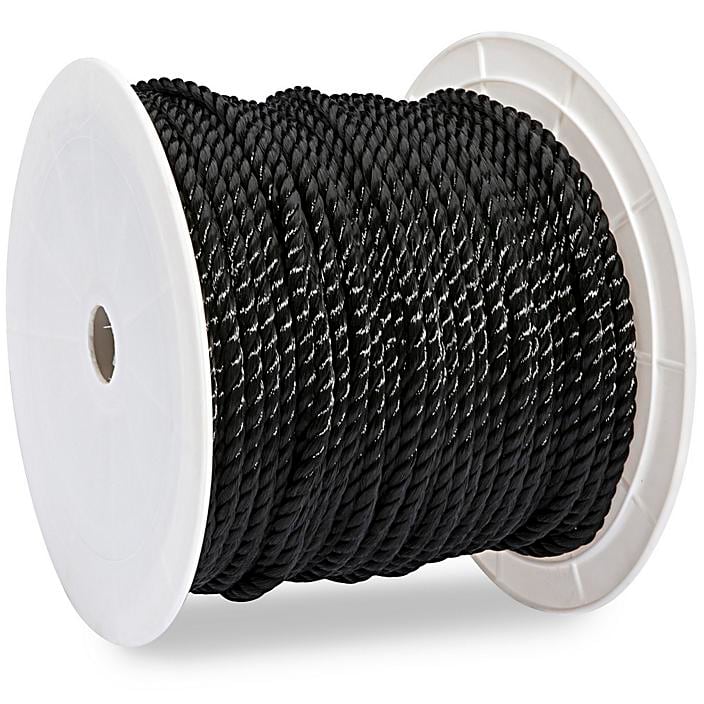 Twisted Polypropylene Rope, 3/8 Diameter x 600' Roll, Black