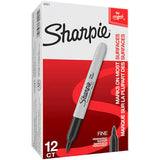Sharpie® Permanent Marker, Fine Point, Black, Box of 12