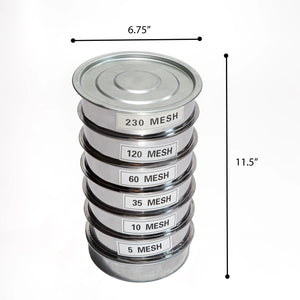 Sieve Set, Steel Frame with Stainless Steel Mesh, 7" Diameter