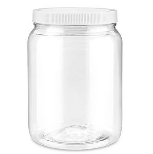 Clear PET Round Wide-Mouth Plastic Jars, 1/2 Gallon