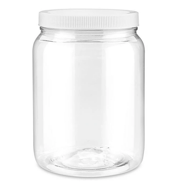 Clear PET Round Wide-Mouth Plastic Jars, 1/2 Gallon