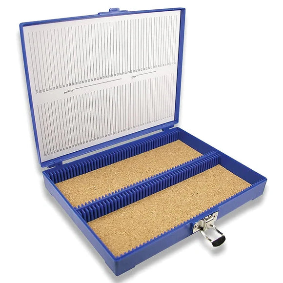Slide Box, Blue Polypropylene Plastic, 100 Slide Capacity, Hinged