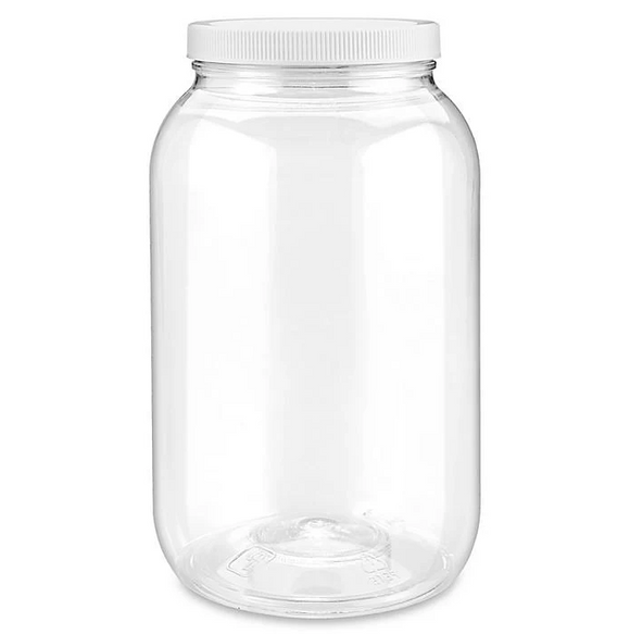 Clear PET Round Wide-Mouth Plastic Jars, 1 Gallon