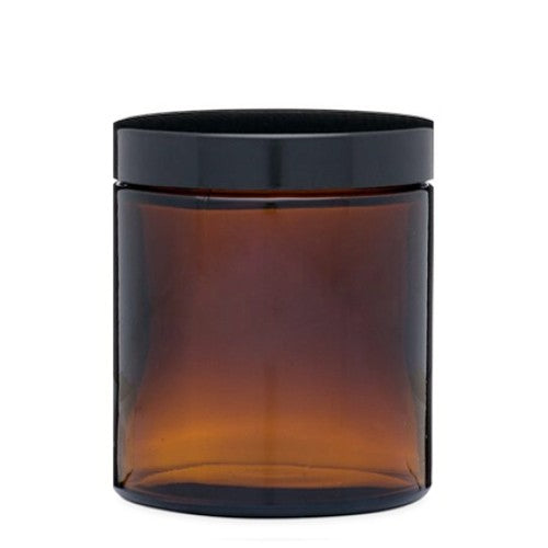 Amber Straight-Sided Glass Jars - 8 oz, Phenolic Cap, Case of 24