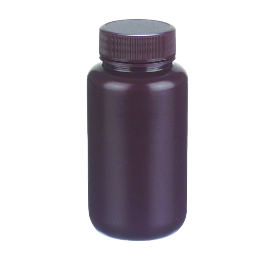 Bottles, Wide Mouth, HDPE, Amber, 250 ml