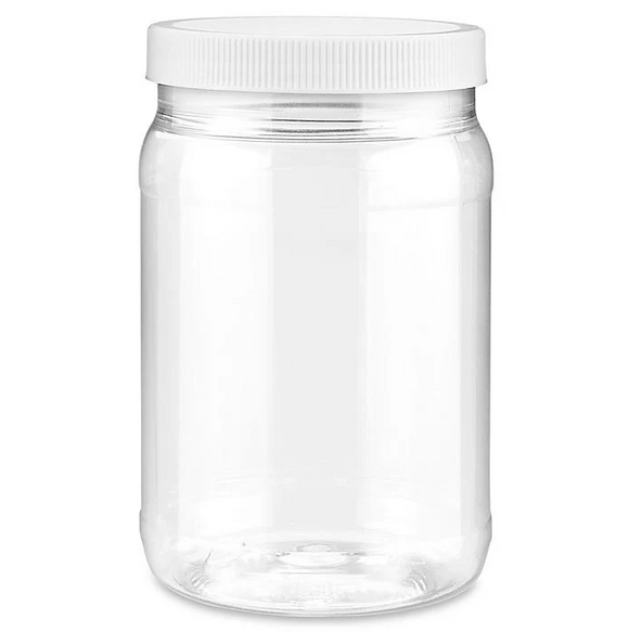 Clear PET Round Wide-Mouth Plastic Jars, 32 oz.