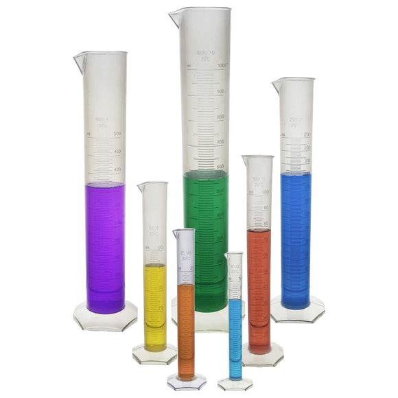 Graduated Cylinders, Set of 7, Polypropylene