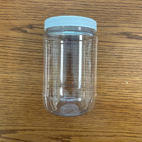 Clear PET Round Wide-Mouth Plastic Jars, 32 oz.