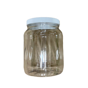 Clear PET Round Wide-Mouth Plastic Jars, 1/2 Gallon