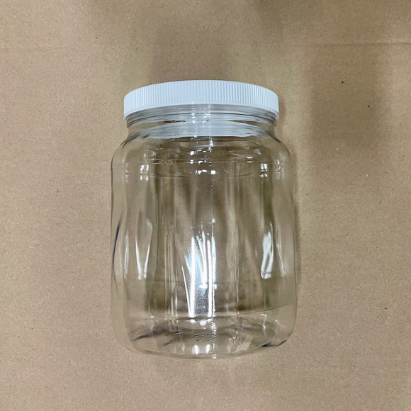 Clear PET Round Wide-Mouth Plastic Jars, 1/2 Gallon