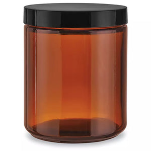 Amber Straight-Sided Glass Jars - 8 oz, Phenolic Cap