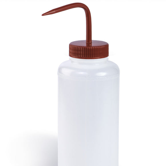 Wash Bottles, Color Coded, Red Caps