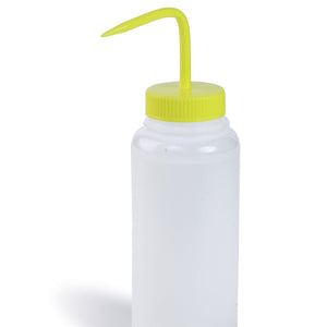 Wash Bottles, Color Coded, Yellow Caps