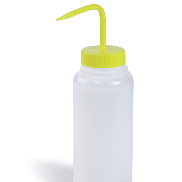 Wash Bottles, Color Coded, Yellow Caps