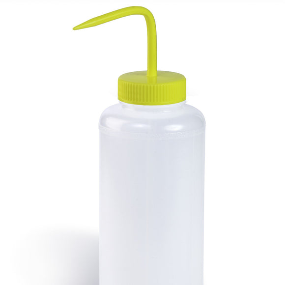 Wash Bottles, Color Coded, Yellow Caps