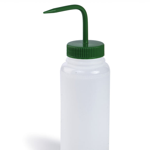 Wash Bottles, Color Coded, Green Caps
