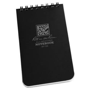 Rite-in-the-Rain - 3"X 5" Shirt Pocket, Top-Spiral, Notebooks, Black, Pkg of 12, #735