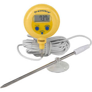 Traceable Waterproof Remote Probe Thermometer with Calibration, ±1°C  accuracy (-20 to 100°C); 1 Stainless Steel Probe