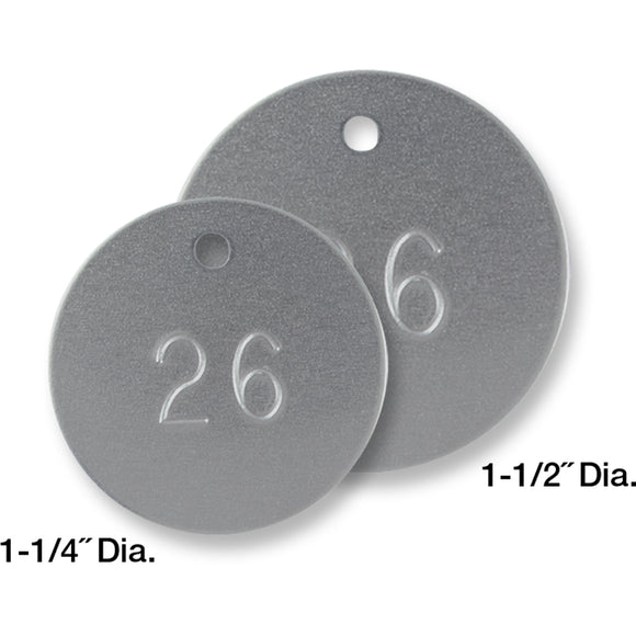 Aluminum Tags, Round, Numbered