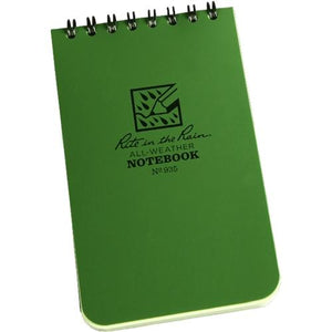 Rite-in-the-Rain - 3"X 5" Shirt Pocket, Top-Spiral, Notebooks, Green, #935