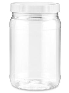 Clear PET Round Wide-Mouth Plastic Jars, 32 oz., Case of 24