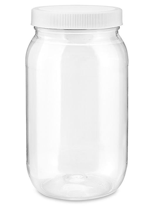 Clear PET Round Wide-Mouth Plastic Jars, 16 oz., Case of 24