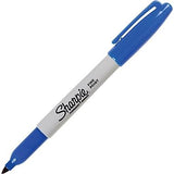 Sharpie® Permanent Marker, Fine Point, Blue, Box of 12