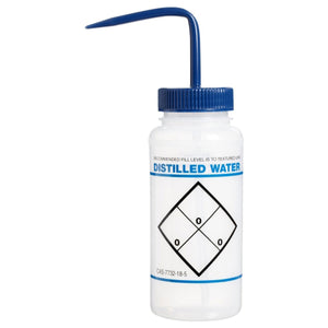 Wash Bottle, Safety Labeled, "Distilled Water", 500 ml