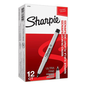 Sharpie® Permanent Marker, Ultra-Fine Point, Black, Box of 12